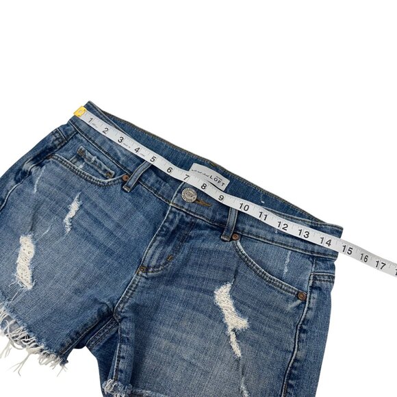 Ann Taylor Loft Womens Distressed Denim Shorts Size 24/00 Raw Hem Casual Summer - Picture 5 of 13